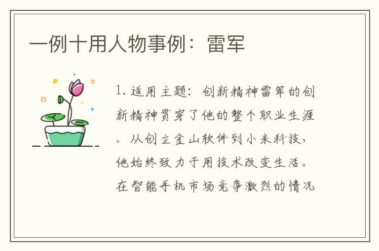 一例多用：雷军