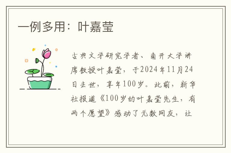 一例多用：叶嘉莹